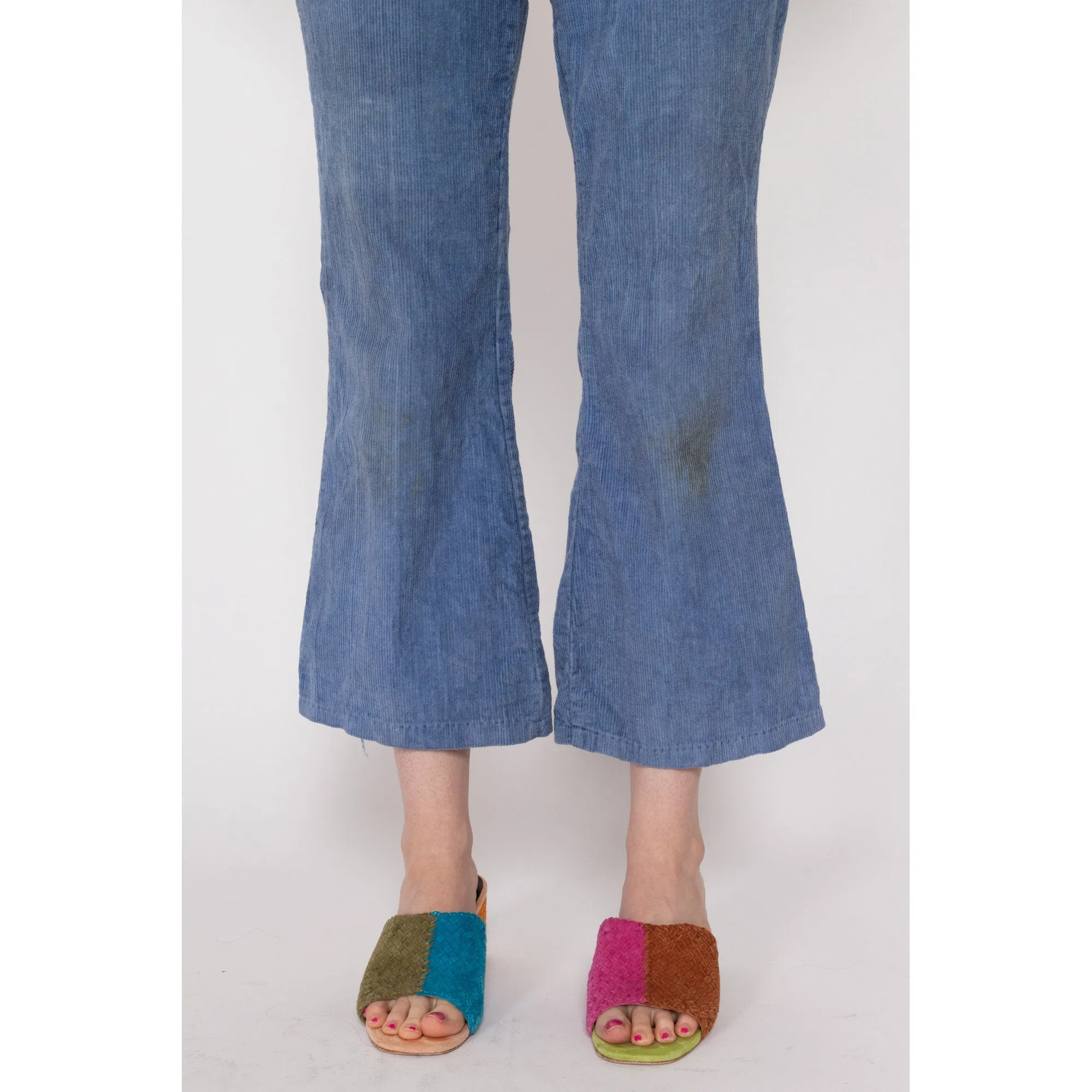 Petite XS 70s Blue Corduroy Kick Flare Pants