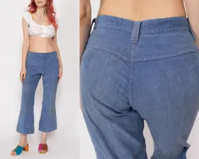 Petite XS 70s Blue Corduroy Kick Flare Pants
