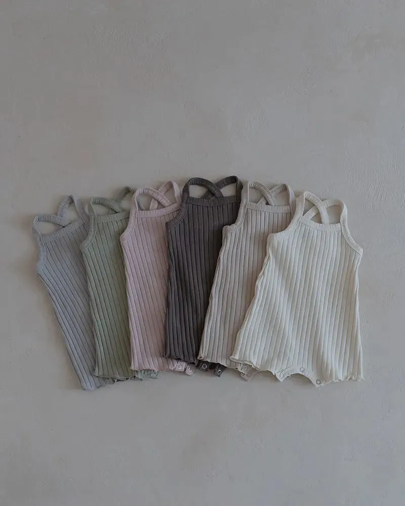 Ribbed Romper | Charcoal