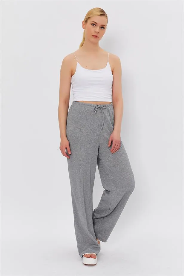 RYN Waist Tied Shiny Pants - GRAY - Blackburn