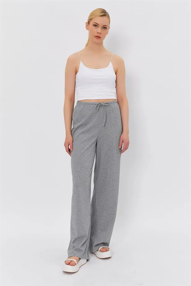 RYN Waist Tied Shiny Pants - GRAY - Blackburn