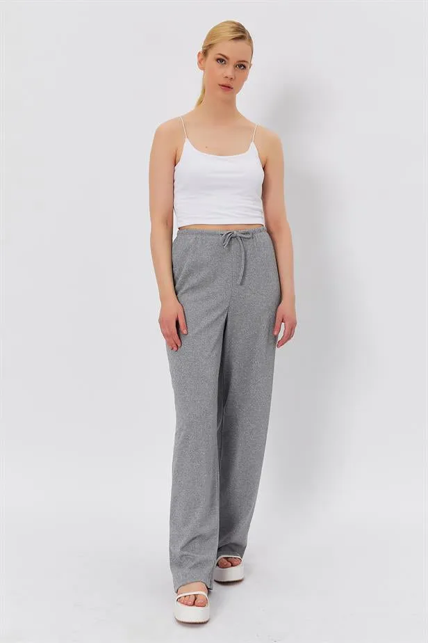 RYN Waist Tied Shiny Pants - GRAY - Blackburn