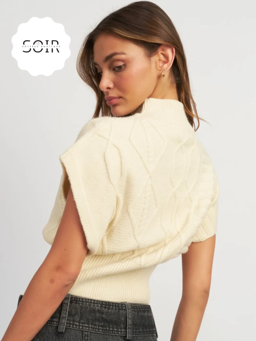 Sandstone Ribbed Turtleneck Vest