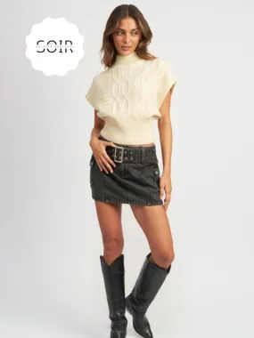 Sandstone Ribbed Turtleneck Vest