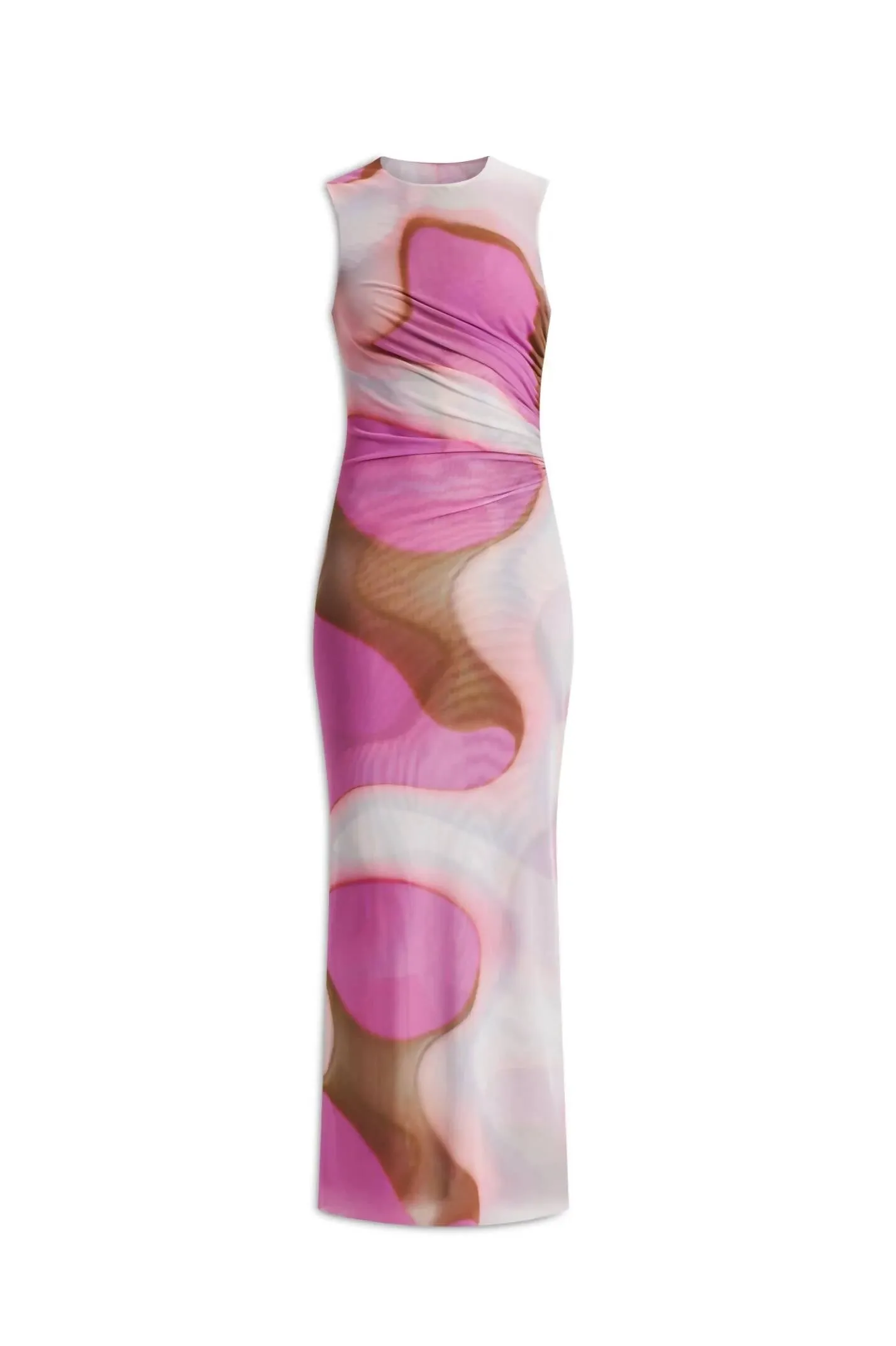 Scanlan Theodore Italian Watercolour Dress in Pink Tan