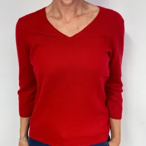 Scarlett Red Cashmere V-Neck Jumper