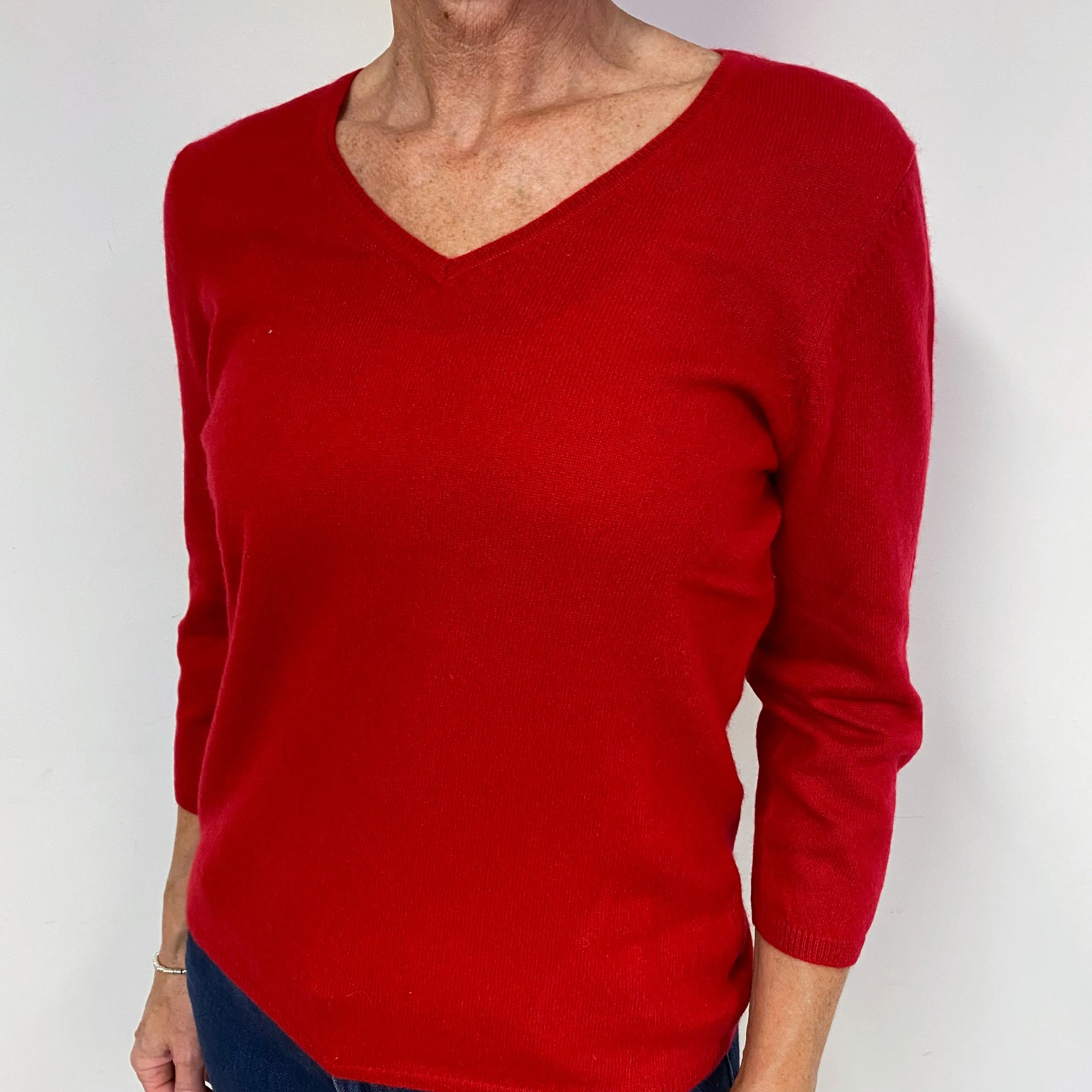 Scarlett Red Cashmere V-Neck Jumper