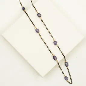 Scattered Iolite on Black & Gold Chain Necklace