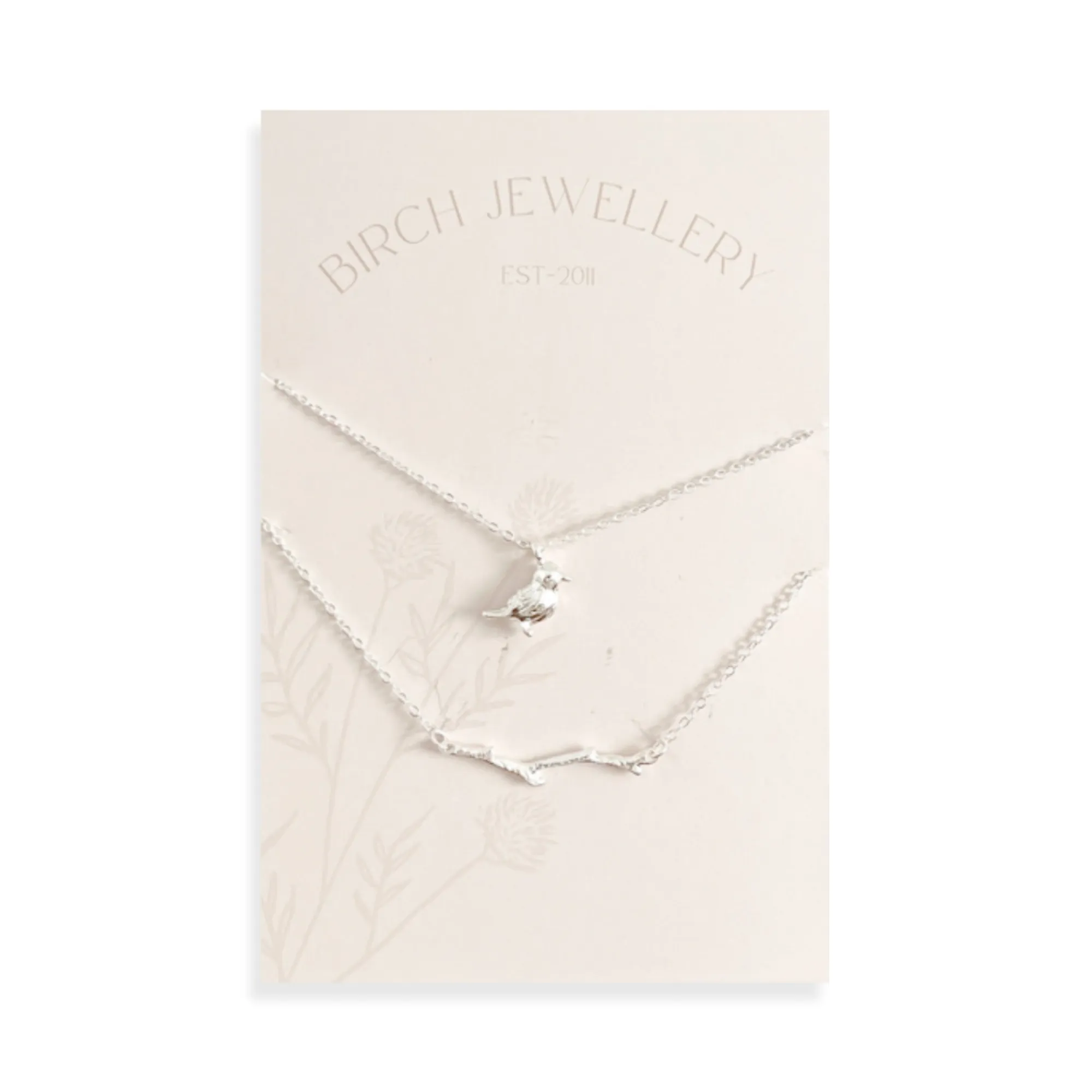 Silver Bird & Branch Necklace Set