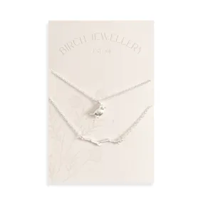 Silver Bird & Branch Necklace Set