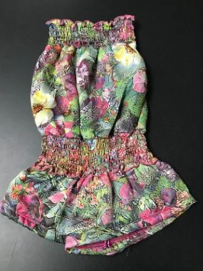 SMOCKED ROMPER PINK FLORAL GARDEN