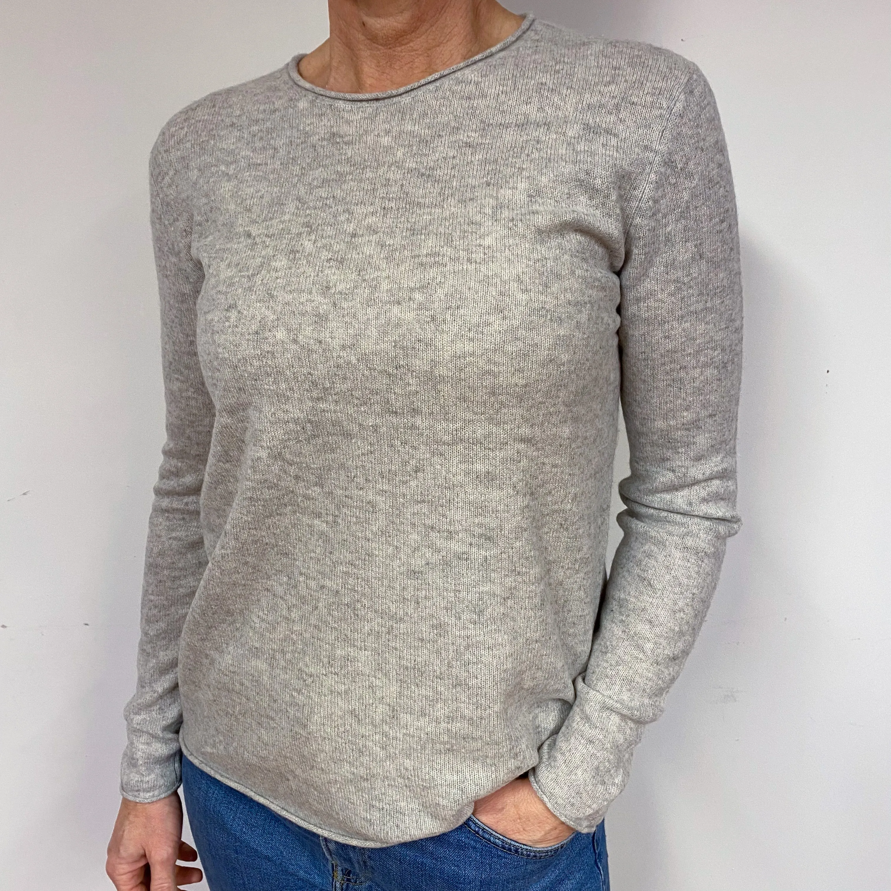 Smoke Grey Cashmere Crew Neck Jumper Medium