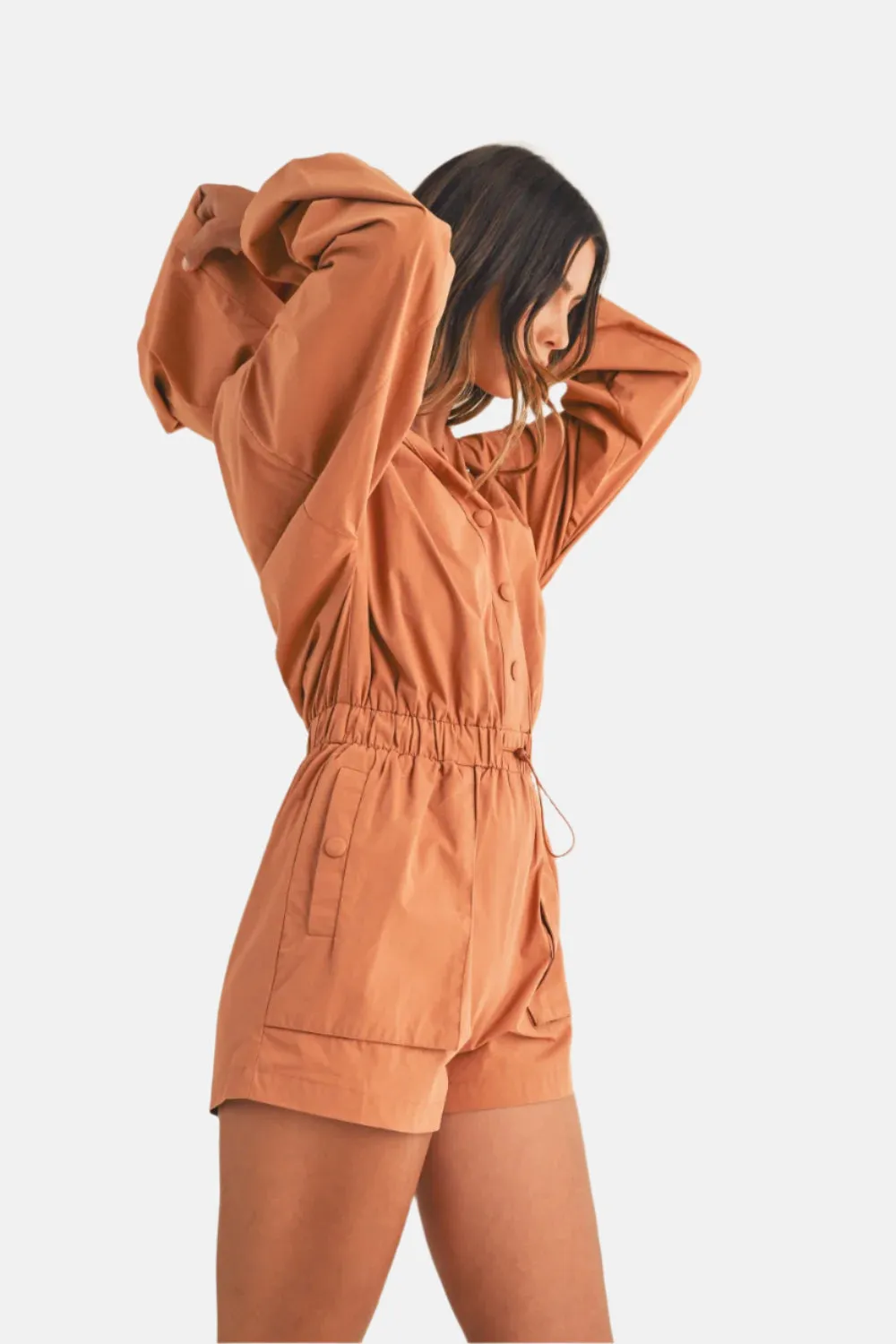 Snap Down Hooded Romper