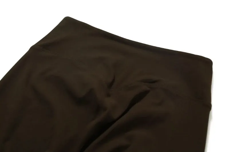 Solid Color Stretchy Turtleneck Sleevless Top And High Waisted Legging Set