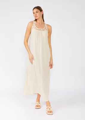 Solid Crochet Lace Sleeveless Maxi Dress