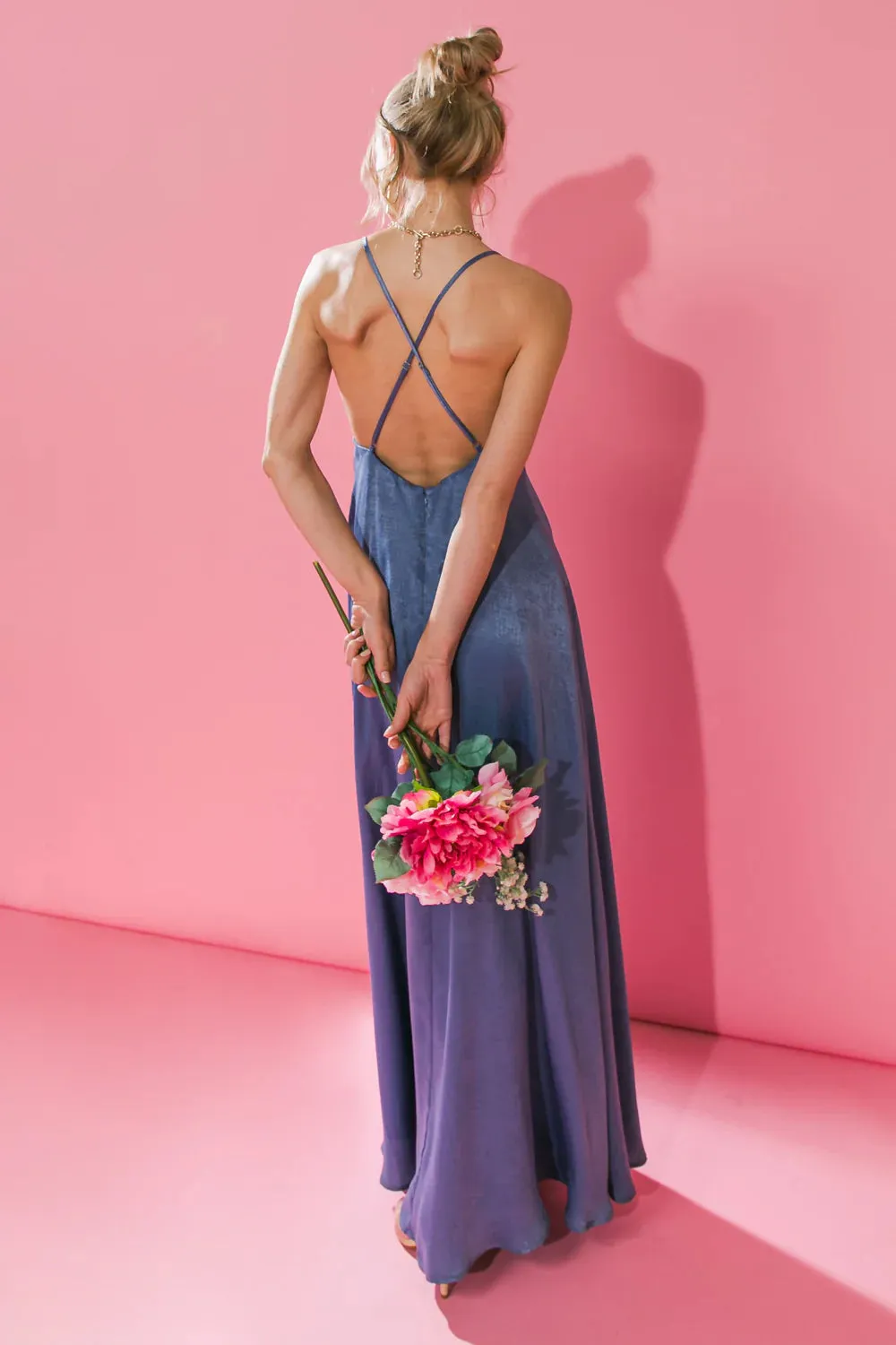 Solid Satin Maxi Dress