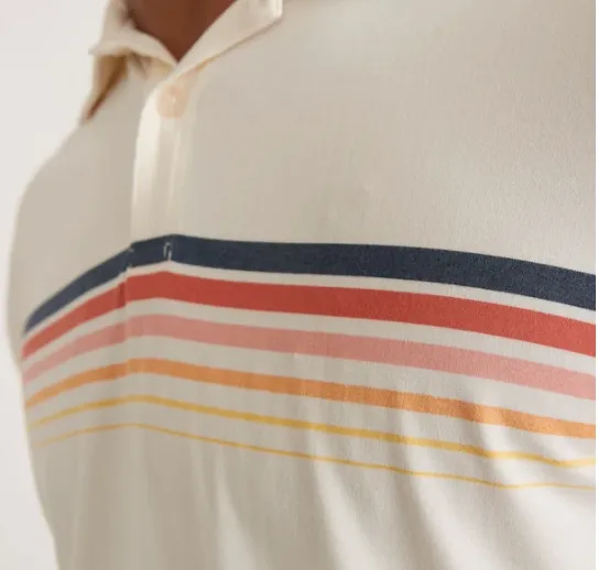 Sport Chest Stripe Recycled Polo - White Multi Stripe