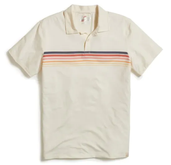 Sport Chest Stripe Recycled Polo - White Multi Stripe