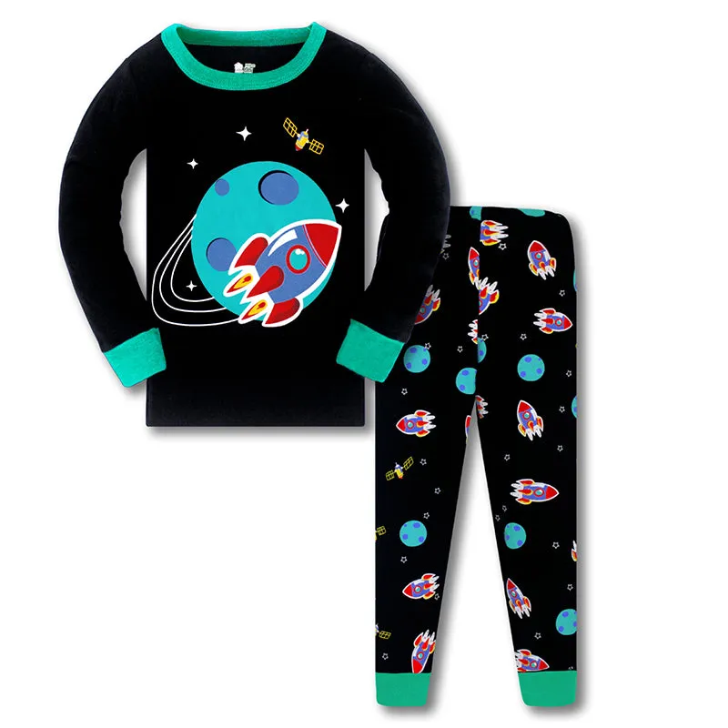 Spring Autumn Cotton Soft Breathable Cartoon Kids Pajamas Set