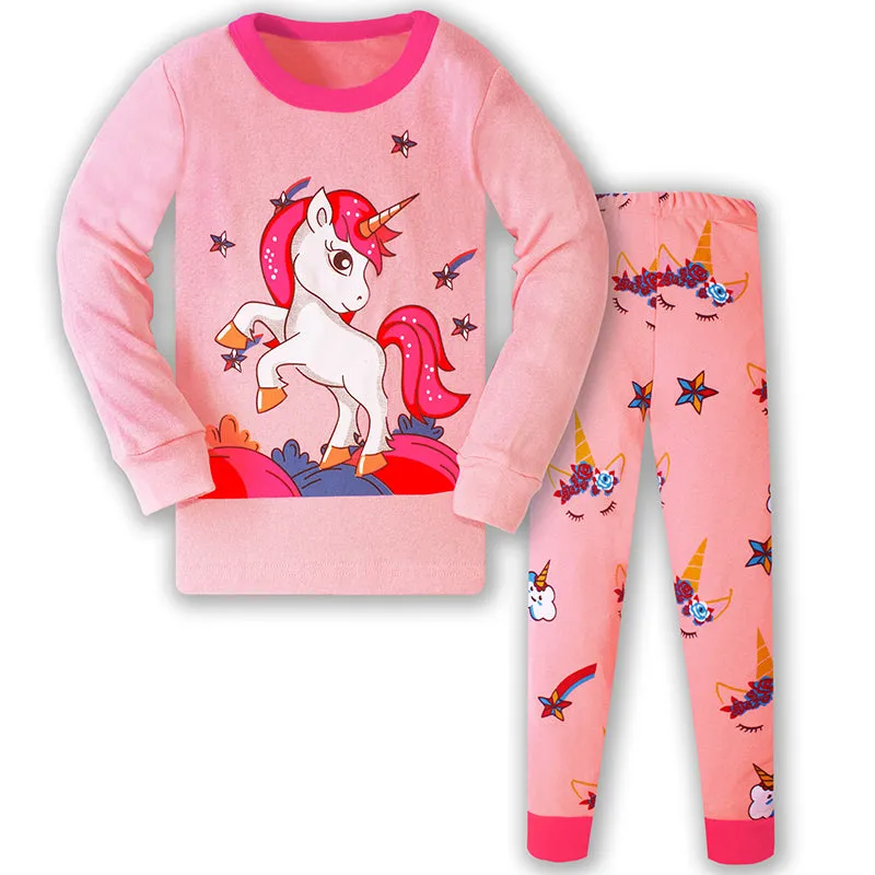 Spring Autumn Cotton Soft Breathable Cartoon Kids Pajamas Set