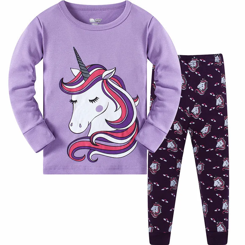 Spring Autumn Cotton Soft Breathable Cartoon Kids Pajamas Set