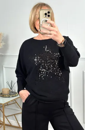 Starburst Sequin Jumper 8-16 Black