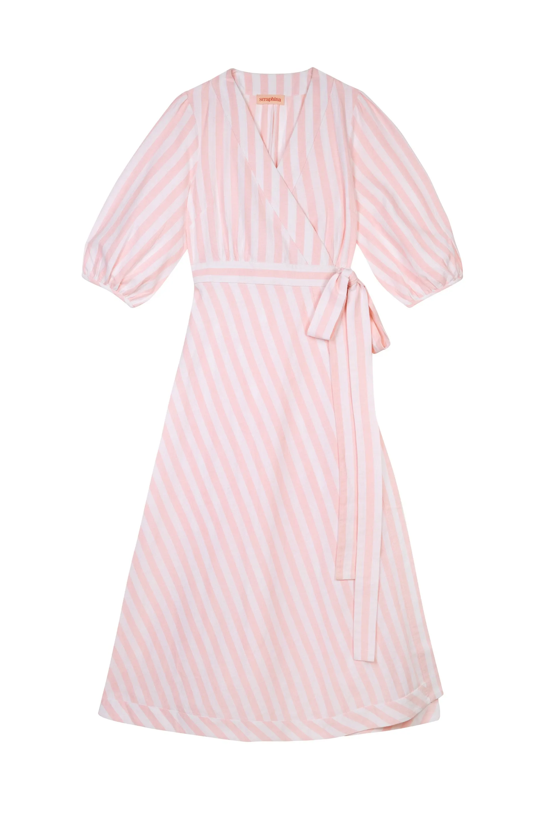 THE BORDER WRAP DRESS | Pink & White Stripe