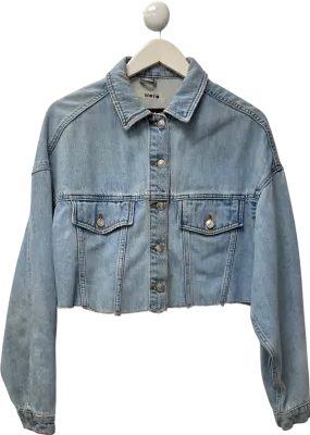 Topshop Blue Hacked Off Cropped Denim Jacket UK 10