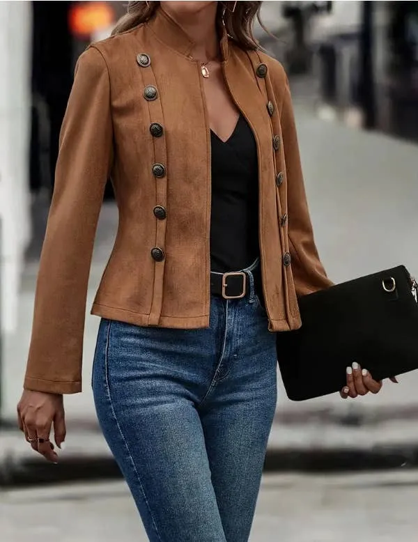 Western Cowgirl Faux Suede Cropped Jacket