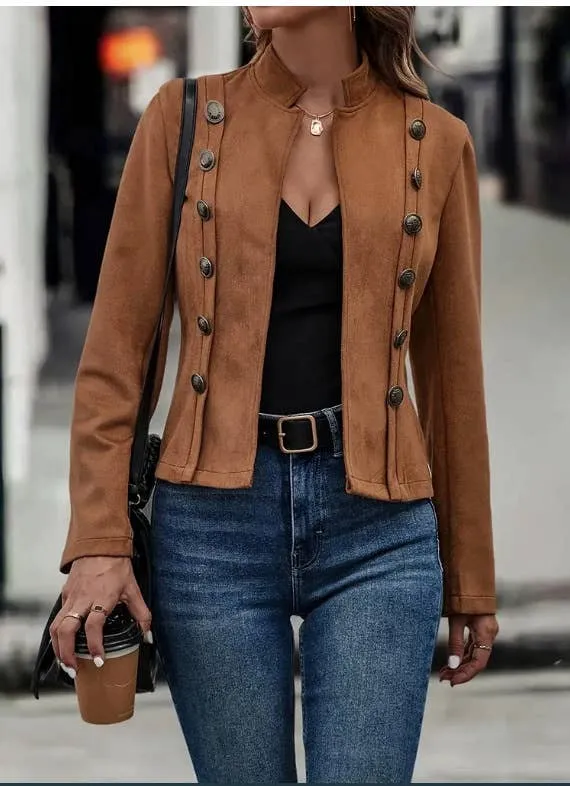 Western Cowgirl Faux Suede Cropped Jacket