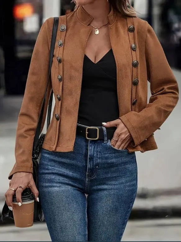 Western Cowgirl Faux Suede Cropped Jacket